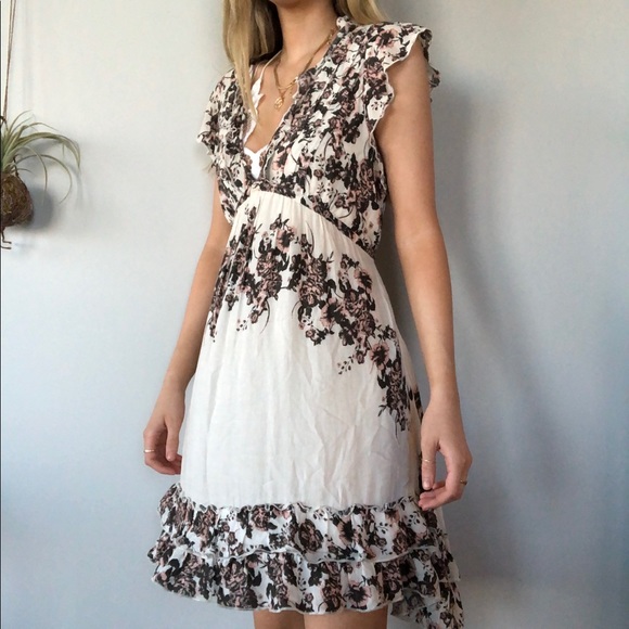 Free People floral boho v-neck tie flowy dress - Picture 5 of 6